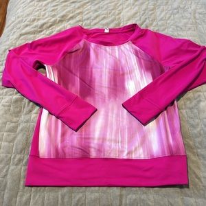 Under Armour Long-Sleeve Top, Pink, Water Color Design, Activewear, Size S